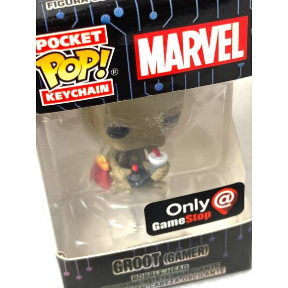 Marvel Funko Pocket Pop Groot Gamer Keychain Bobble-Head Glow Dark GameStop NEW - Picture 3 of 9